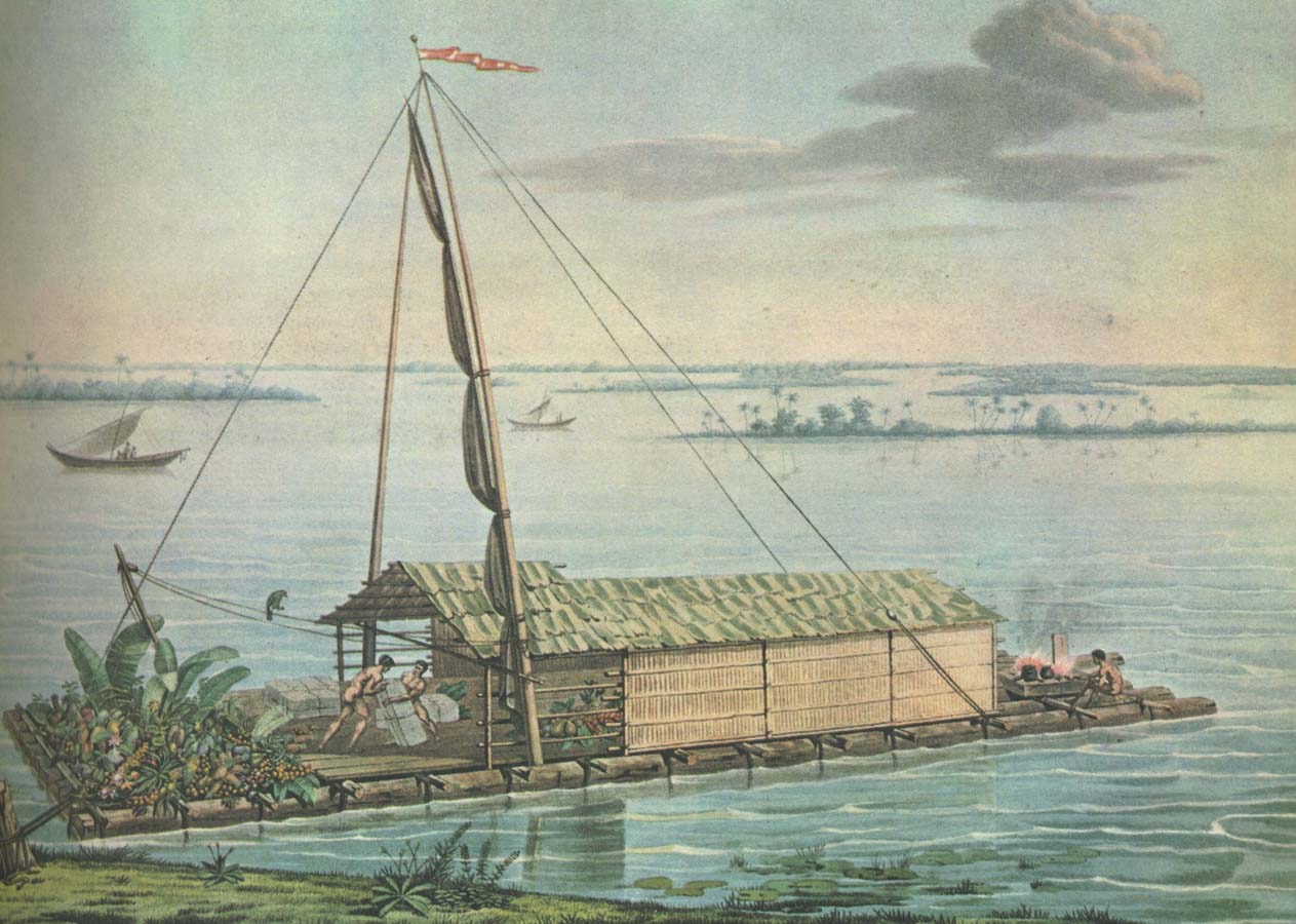 alexander uon humboldt anvande denna flotte pa guayaquilfloden i ecuador under sin sydaneri kanska expedition 1799-1804